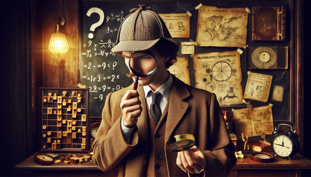 Sherlock investigando pistas de lógica y matemáticas