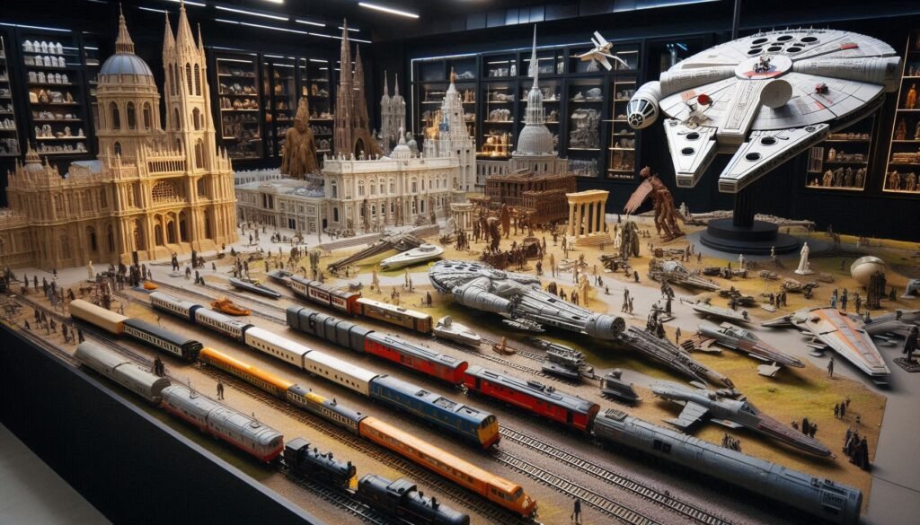 maquetas para montar de trenes edificios famosos y de la guerra de las galaxias halcón milenario