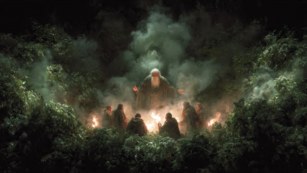 celtas paganos en celebración del Samhain precursor de Halloween