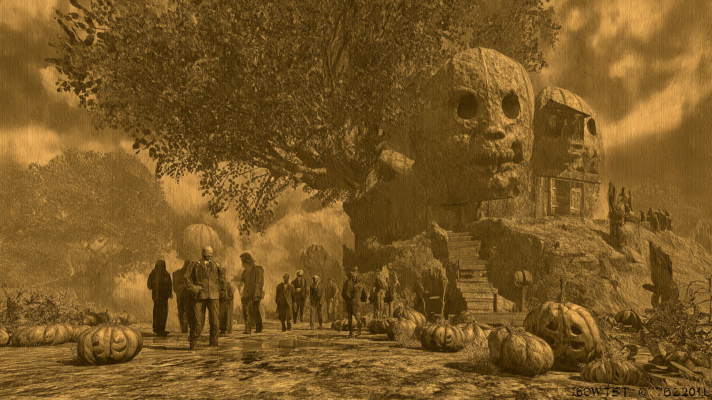 tenebrosa escena de un Halloween sobrenatural