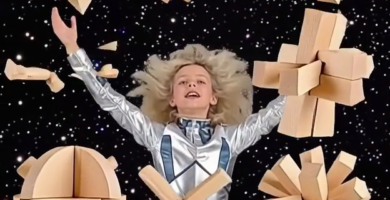 rompecabezas de entrelazado orbitando alrededor de un chico de las estrellas