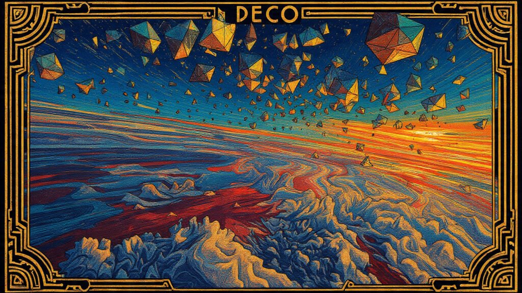 imagen art deco de rompecabezas de entrelazado volando